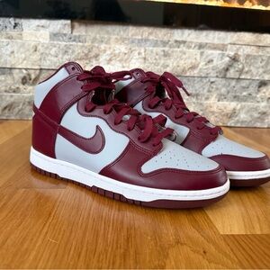 Nike Burgundy & Gray Dunk Retro High Sneakers